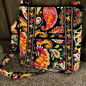 Vera Bradley Black Quilted Crossbody Bag with Paisley Pattern